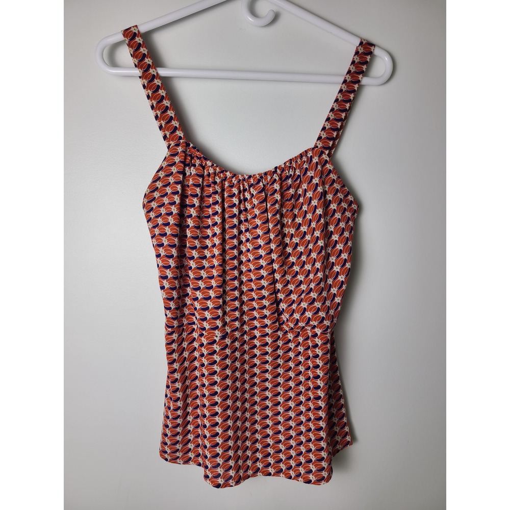 Cabi Wm 8 Orange Geometric Floral Back Camisole Top Cottage Y2K Feminine Summer